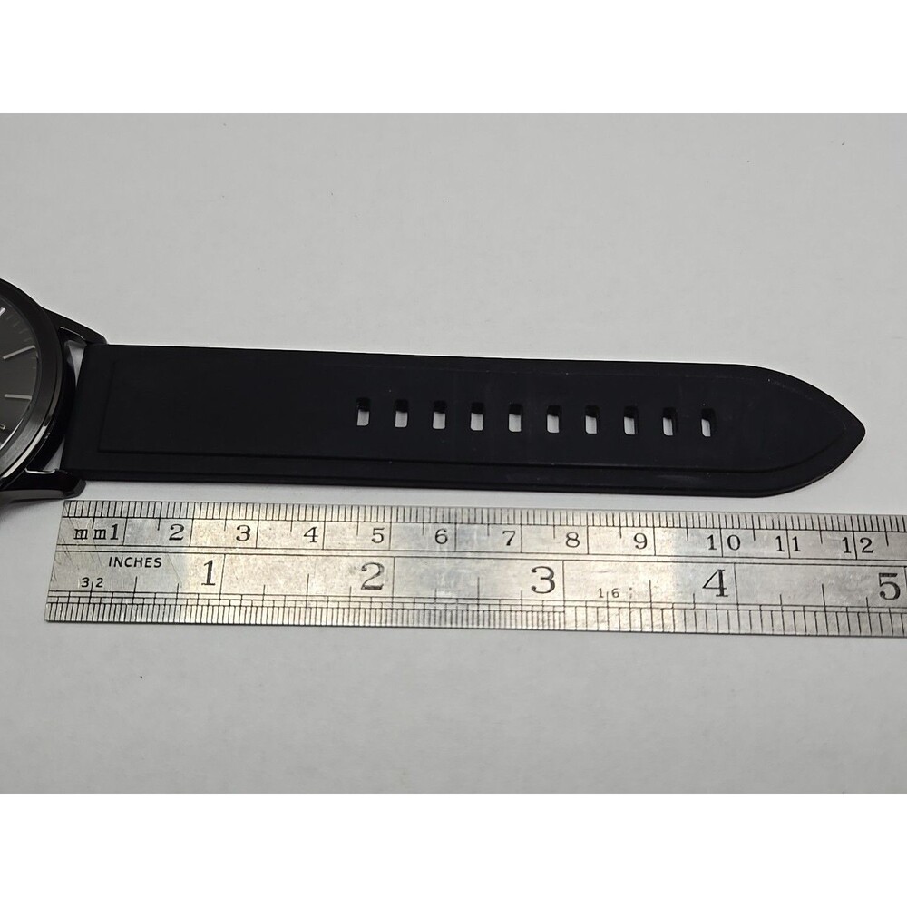 Watch Station Mens Black Quartz Date Watch 5ATM Silicone Band New Battery - Picture 8 of 10